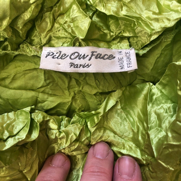 Vtg Y2K Pile Ou Face Sleeveless Ruched Stretch Yellow Tank Top OS Made in France - Picture 3 of 6